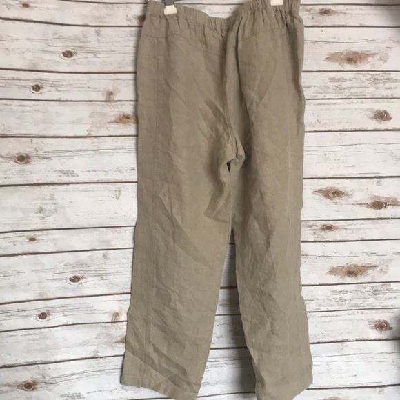 Orvis • Linen shoreline drawstring tan khaki wide leg pants $98 - Picture 6 of 7
